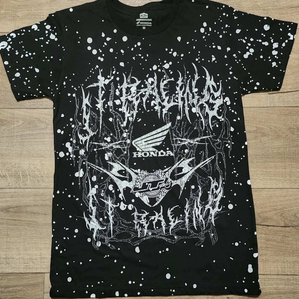 JT Racing Team Honda Graphic T-Shirt Mens Medium Black Splatter Motocross Tee